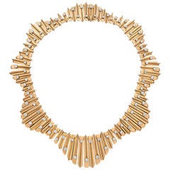 1950's Cartier Paris Diamond Gold Undulating Fringe Necklace