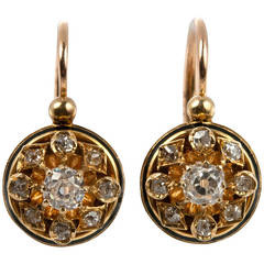 Victorian Old Mine Cut Diamond Cluster Earrings