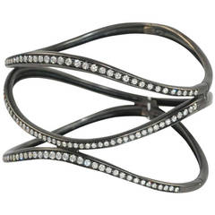 Antonini Contemporary Diamond Bangle Bracelet With Black Rhodium Finish