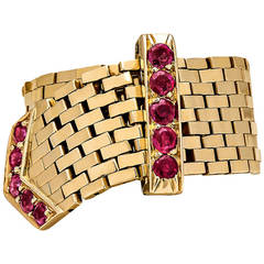 Cartier Ruby Gold Buckle Ring