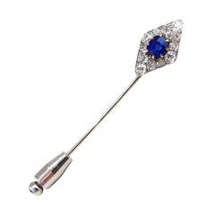 Art Deco Sapphire Diamond Lozenge Tie Pin 1920s
