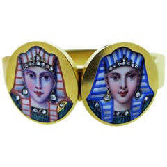 Illustrious Egyptian Revival Enamel Bangle Bracelet 1