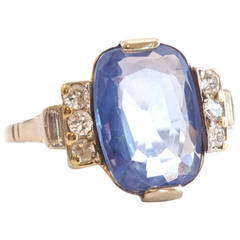 Art Deco Sapphire Diamond Platinum Ring