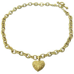 Cynthia Bach Gold Heart Charm Toggle Necklace