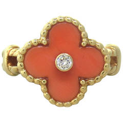 Van Cleef & Arpels Alhambra Coral Diamond Ring