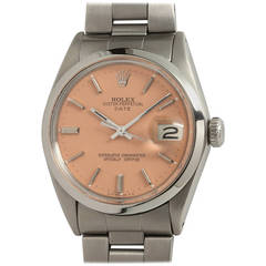 Rolex Stainless Steel Date Wristwatch with Custom-Colored Dial circa 1970