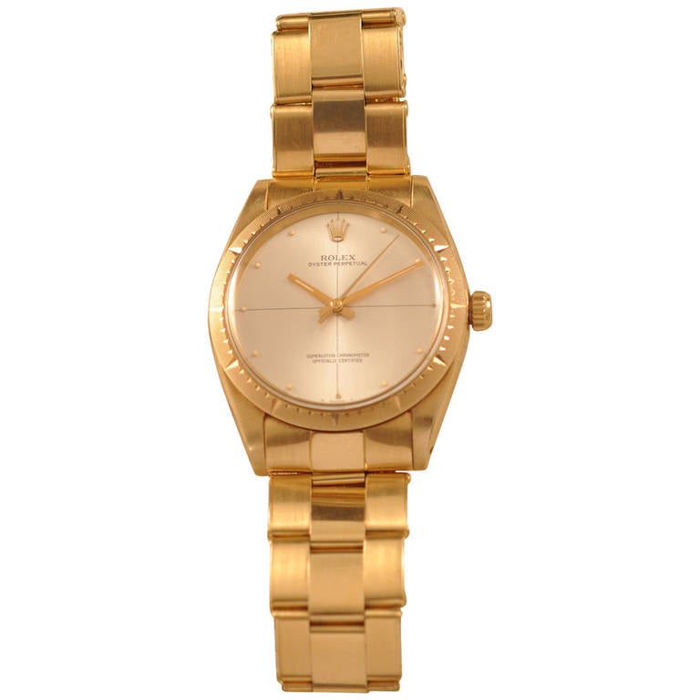 Rolex Yellow Gold Zephyr Wristwatch Ref 1008 circa 1968 For Sale