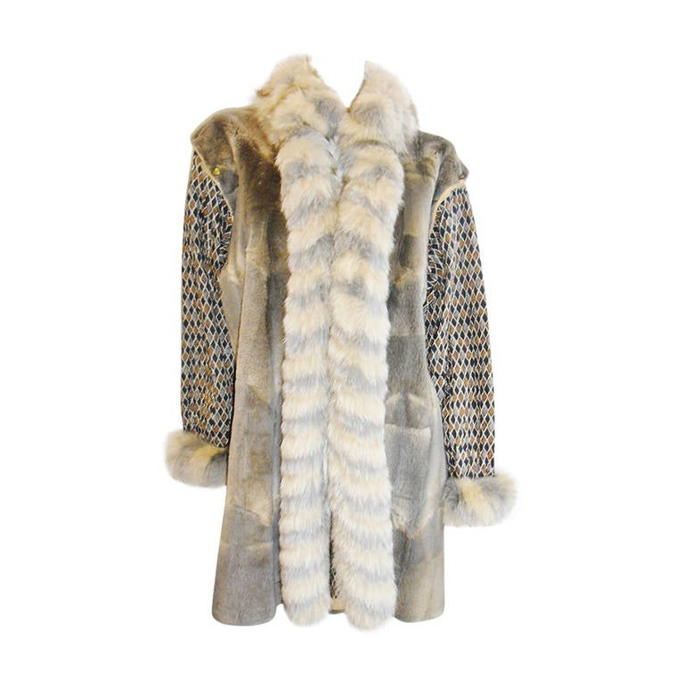 Reversable Grunstein Couture Harlequin Fur coat/vest For Sale