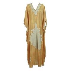 1960s India golden silk heavily embroidered caftan