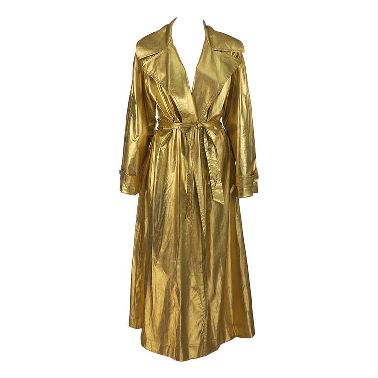 1980s Raincheetahs liquid gold trench coat