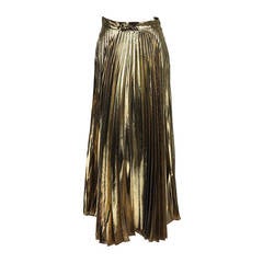 1980s Halston liquid gold knife pleated skirt NWT