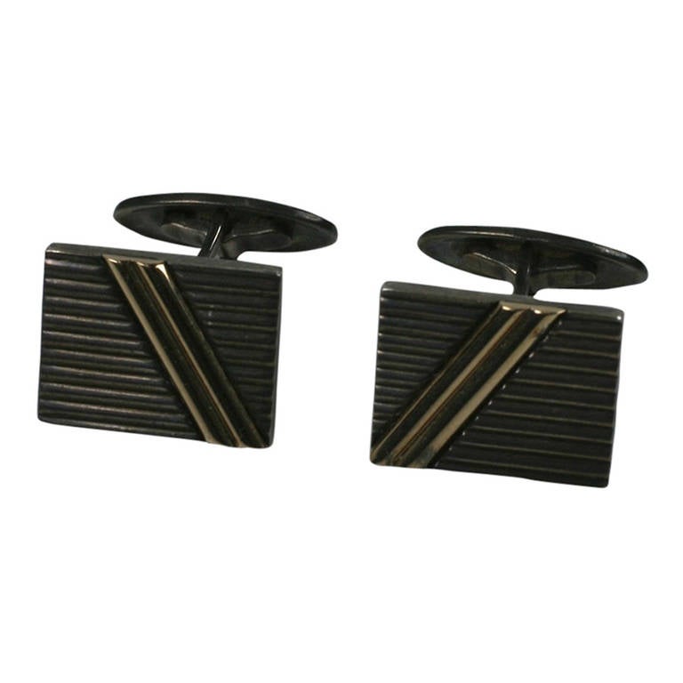 Sterling and Gold Tailored Cufflinks For Sale