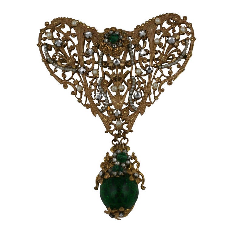 Miriam Haskell Stomacher Inspired 18th Century Revival Brooch