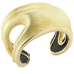 Vintage Paul Morelli Wide Ridged Gold Bangle Bracelet