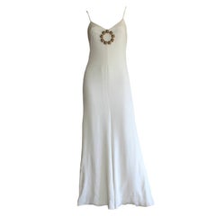 Beautiful 1970s Vintage Oscar de la Renta White Jewel Gown Perfect Wedding Dress