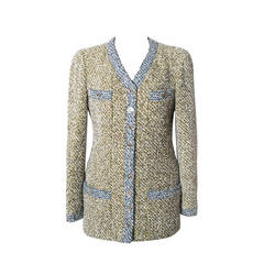 Chanel Yellow & Blue Tweed Jacket