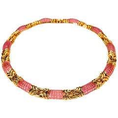 Vintage Bulgari Classic Tourmaline Gold Necklace