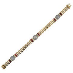 Oscar Heyman Ruby Star Sapphire Diamond Gold Platinum Bracelet 1940s
