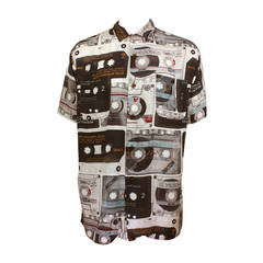 Retro Moschino Mens 1990s "DJ" Cassette Print Shirt