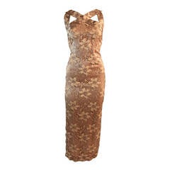 Galanos Beautiful Silk and Lace Criss Cross Cocktail Gown 11