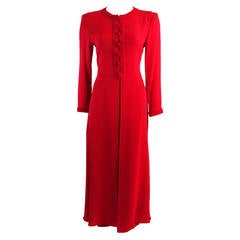 Oscar De La Renta Kaftan Inspired Red Silk Two Piece Pant Suit 3