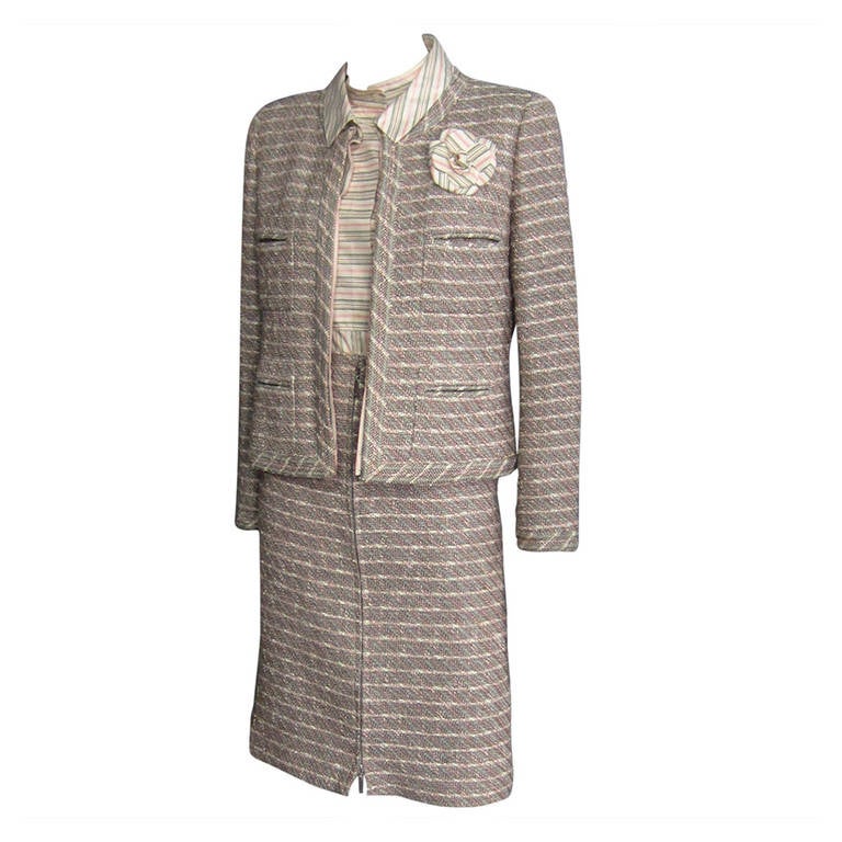 2003 CHANEL Spring Collection 3 Piece Tweed Suit
