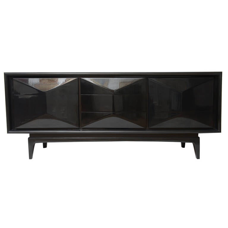 Raised Front Ebonized Floating Credenza