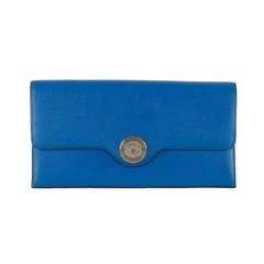 Vintage A Rare  Hermes 'Bleu Saphir' Epsom Leather Clutch Bag