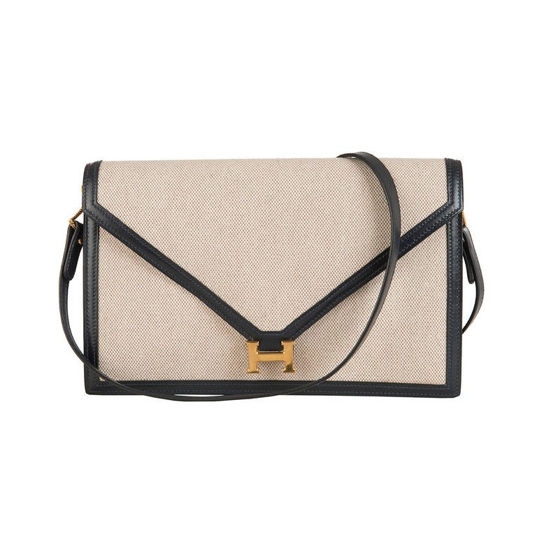 Hermes 'Sac Lydia' A Classic, Vintage Envelope Bag with the Gold 'H' Clasp