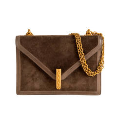 Hermes 'Alcazar' bag in Brown Suede with Taupe 'Doblis' Lambskin Trim