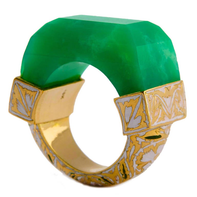 Jade Jagger NeverEnding Chrysoprase Enamel Ring at 1stDibs