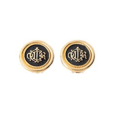 Christian Dior Vintage Logo Emblem Earrings