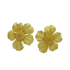 Tiffany & Co. Classic Huge Gold Wild Rose Ear Clips