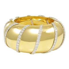 Majestic and Tres Chic Wide Diamond Gold Bangle