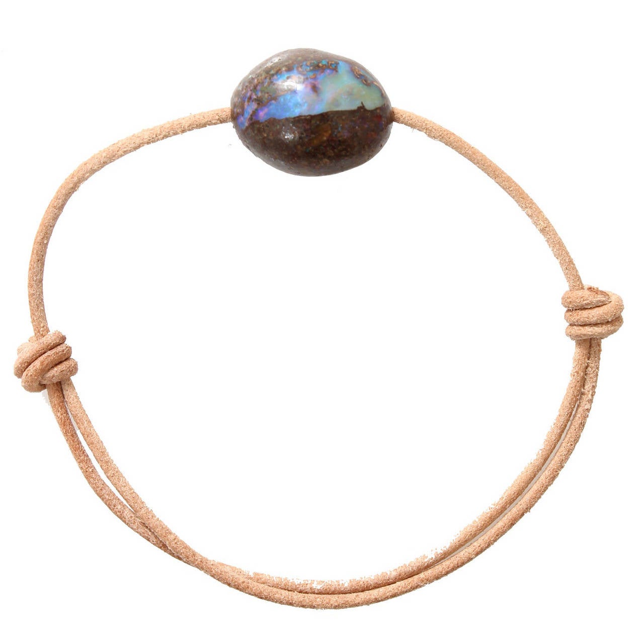 Boulder Opal Leather Bracelet For Sale