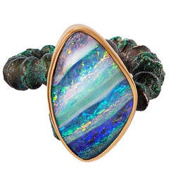 Boulder Opal and Bronze Han Dynasty Ring