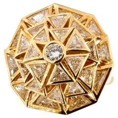 Olympus Art zertifizierte, einzigartige Kunst, Diamant- und Goldring, „The Power of The Sun“