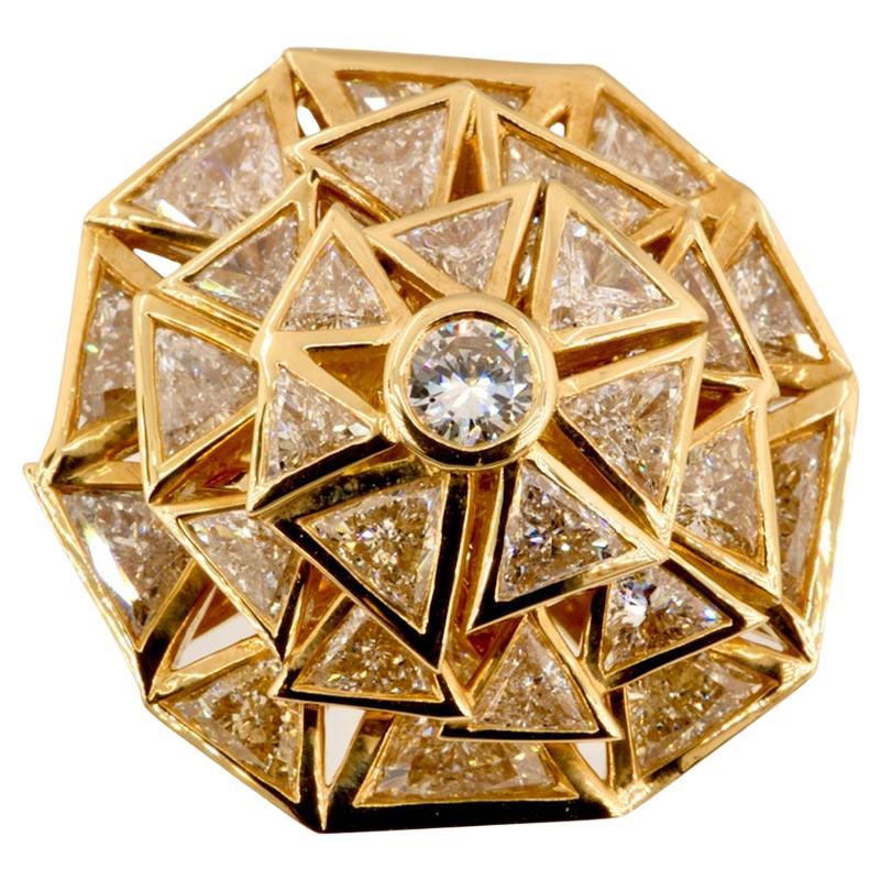 Olympus Art zertifizierte, einzigartige Kunst, Diamant- und Goldring, „The Power of The Sun“ Damen im Angebot