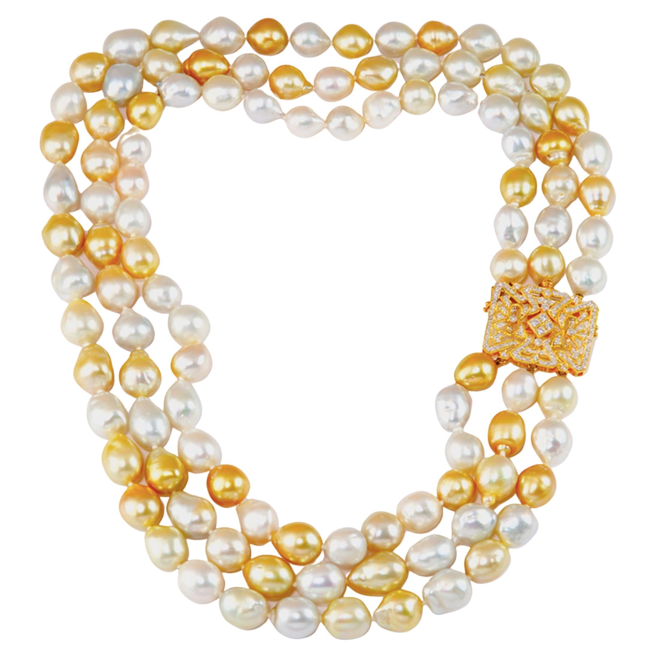 Collier baroque en perles des mers du Sud certifiée Olympus Art, New Beginnings en vente