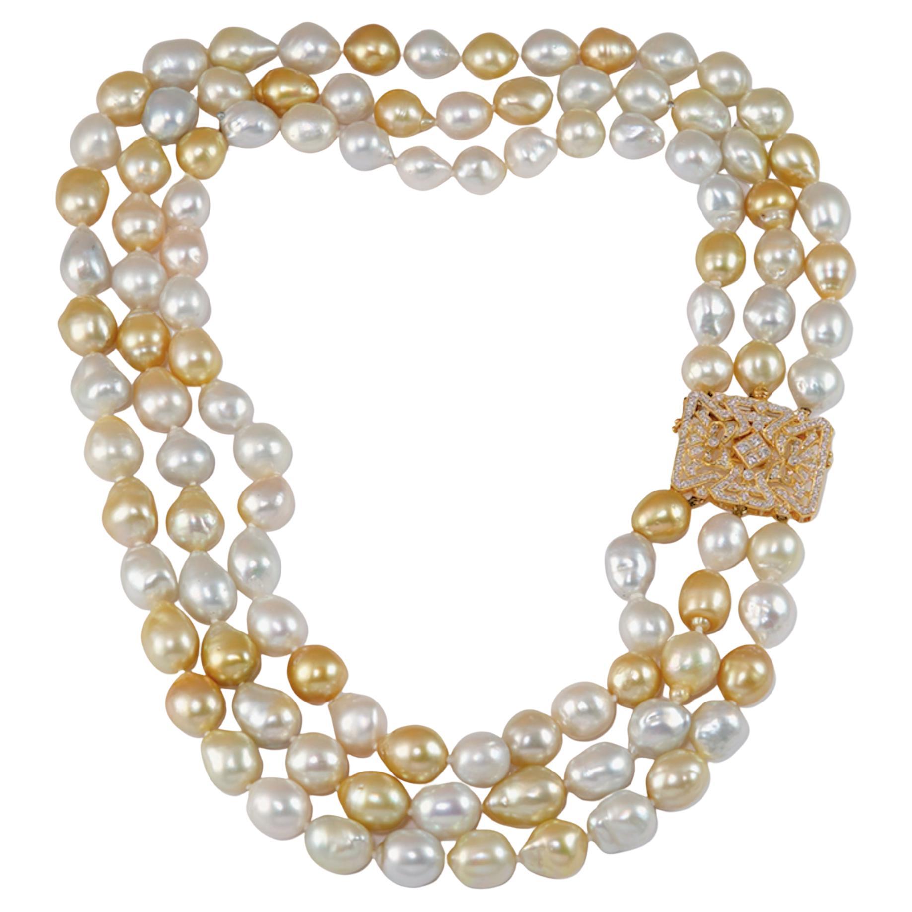 Romain classique Collier baroque en perles des mers du Sud certifiée Olympus Art, New Beginnings en vente