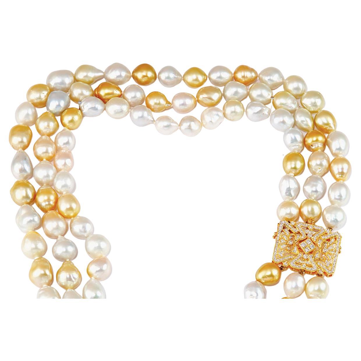 Olympus Art Certified,
18K Yellow Gold
0.92 ct. Diamond Round
South Sea Pearl Baroque
