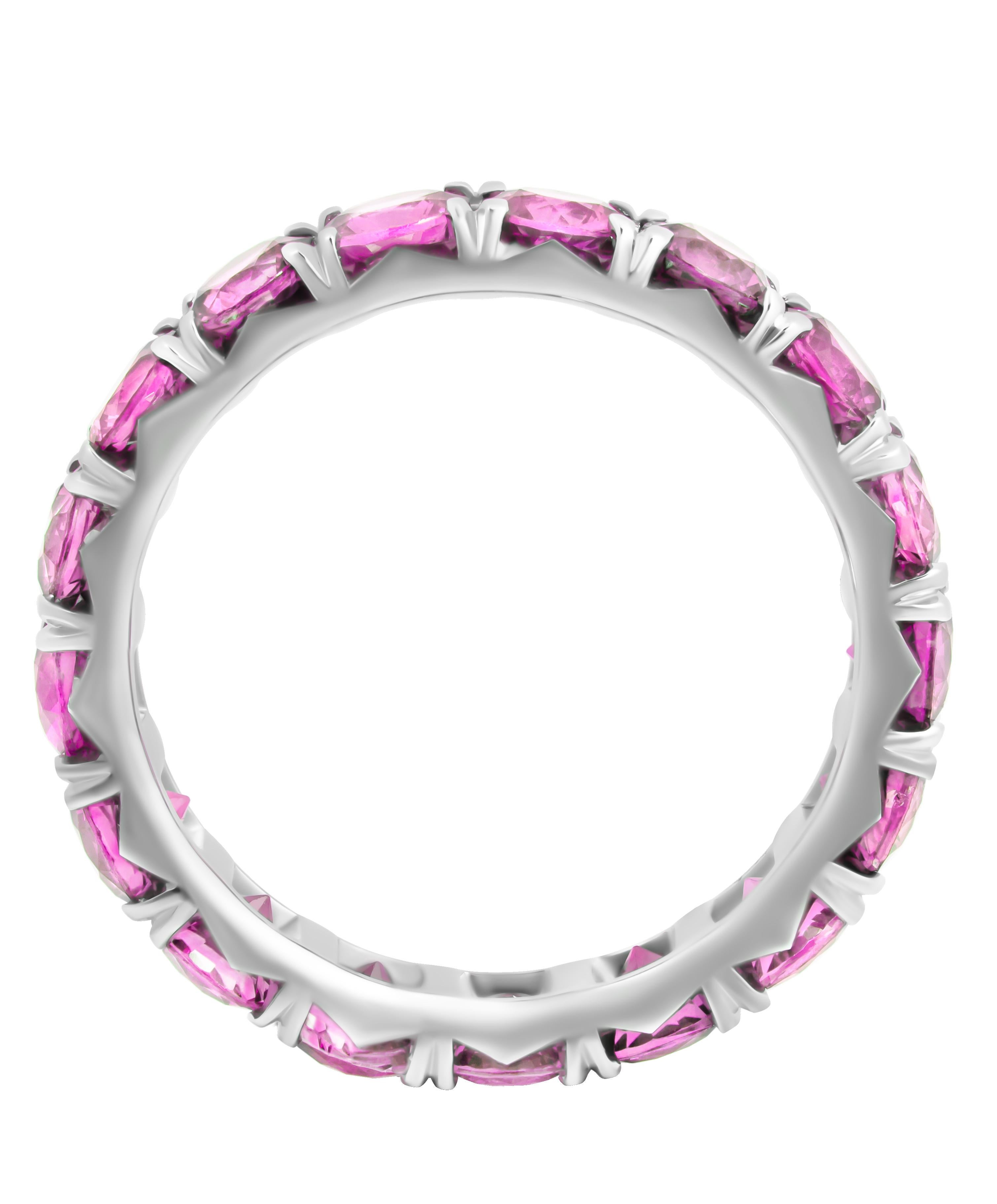 Taglio rotondo Fascia eternità con zaffiri rosa in vendita