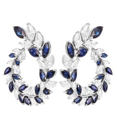 Diamonds and Sapphire Wreath Earrings