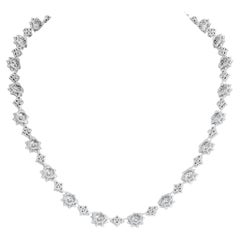 Diamond Flower Cluster Necklace