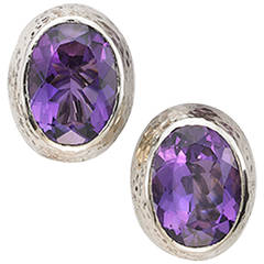 Sorab & Roshi Amethyst Hammered Gold Earrings