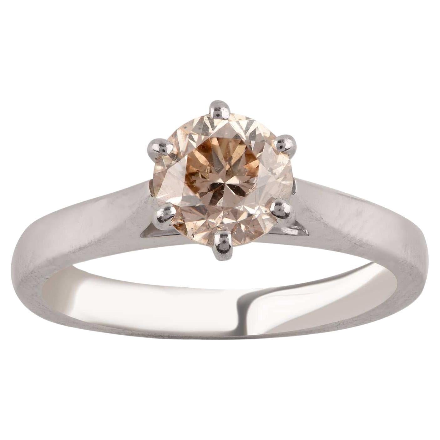 TJD 1.00 Carat Diamond 14 Karat White Gold Prong Set Classic Solitaire Ring For Sale