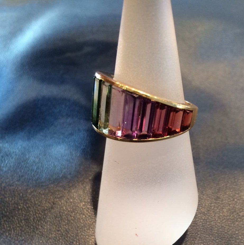Multigem Gold band Ring