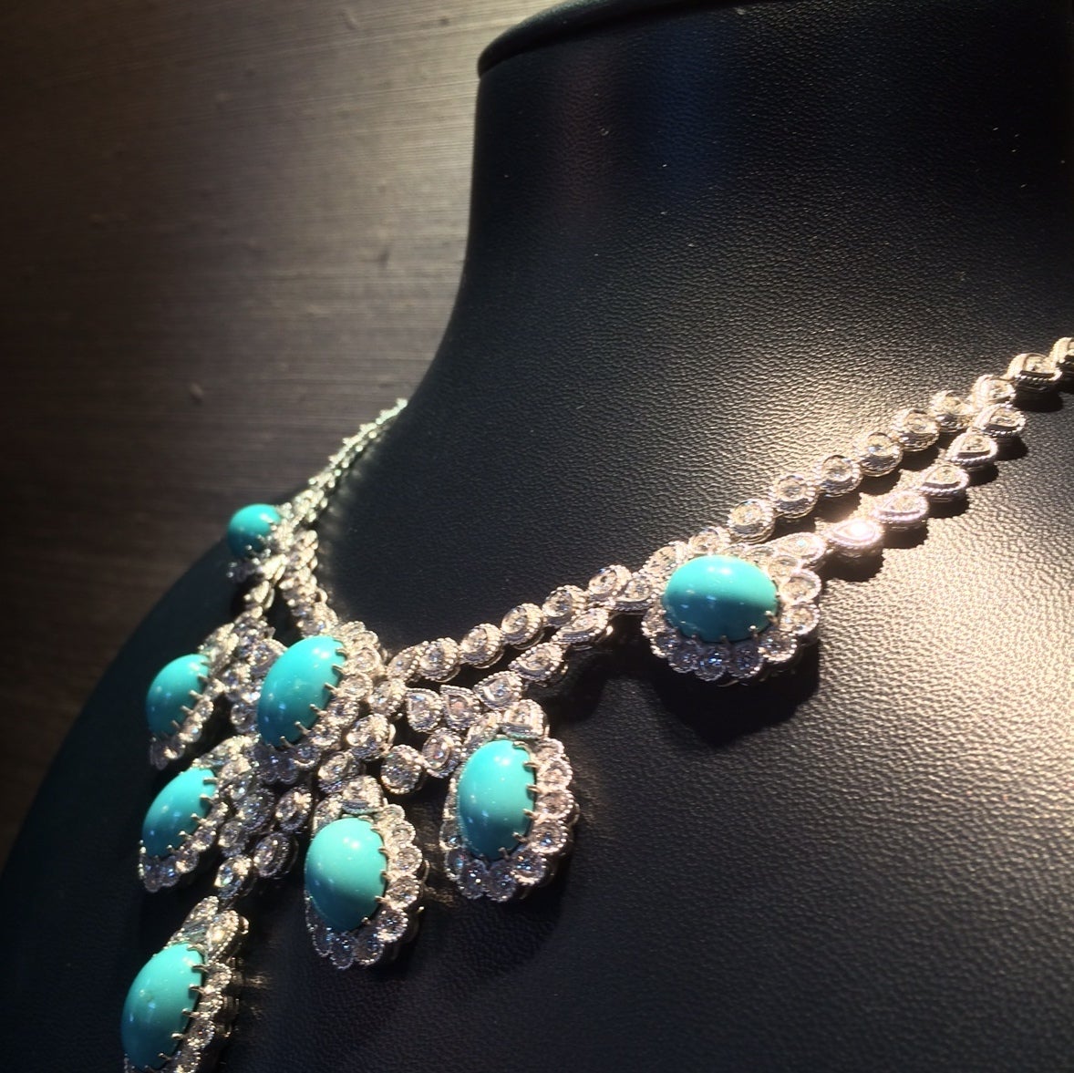 Women's Turquoise Diamond Platinum Necklace