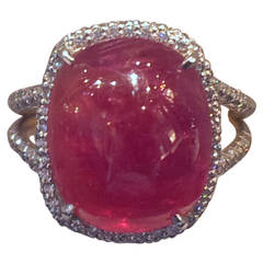 Unheated Burma Ruby Diamond Platinum Ring