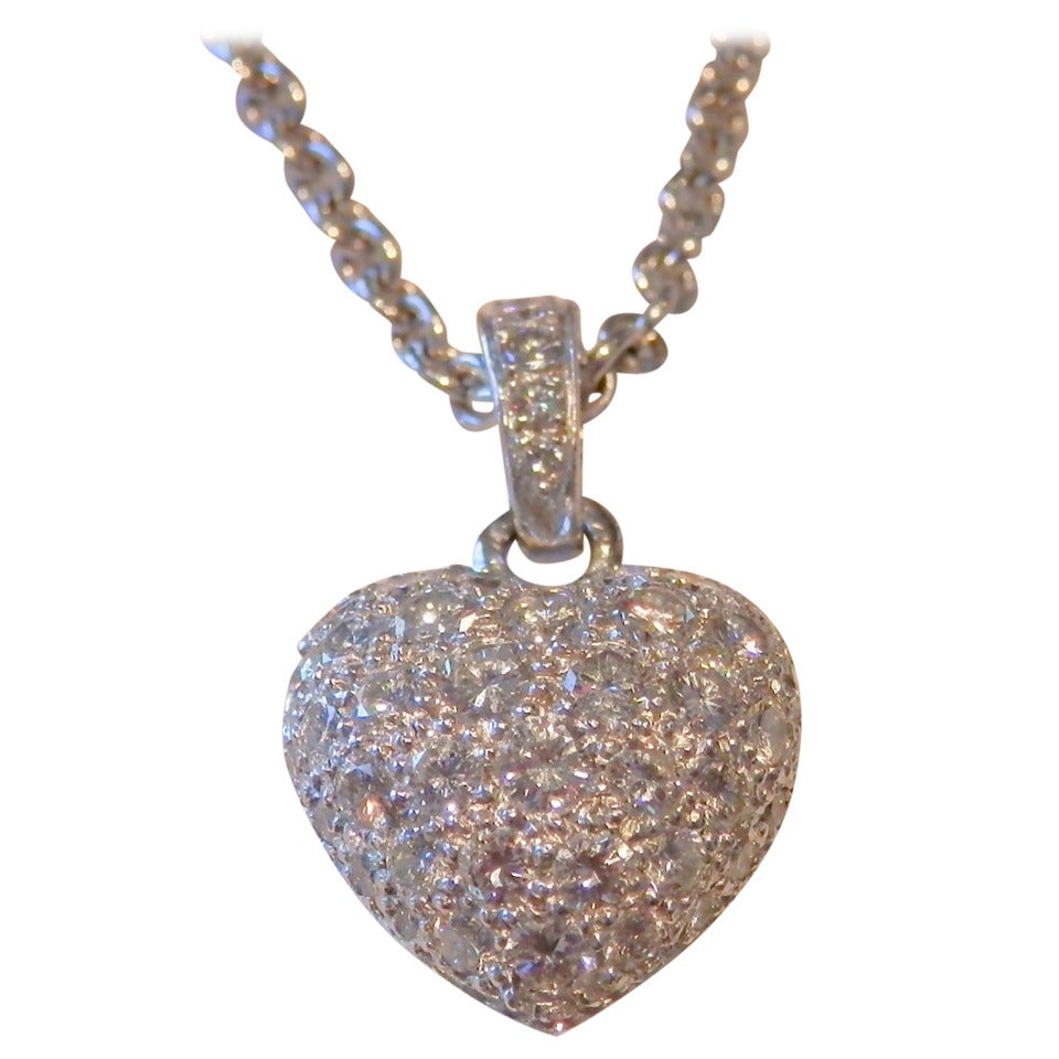 Cartier Diamond Platinum Heart Pendant